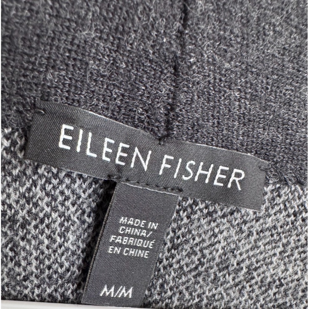 Eileen Fisher Merino Wool Open Front Cardigan M Colorblock Minimalist Duster - Picture 2 of 5